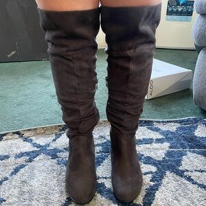 Aldo Dark Grey Over-the-Knee Boots